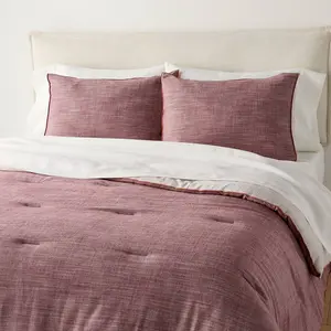 3pc King Reversible Duvet Cover Set Burgundy - Hearth & Hand with Magnolia