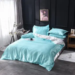 Pink White Silk Duvet Cover for Boys Girls Teens,Reversible Luxury Like Satin Quilt Cover,Chic Luxurious Silky Bedspread Cover,Zipper,(No Comforter), Bedroom Bedding Set, Breathable Duvet Set