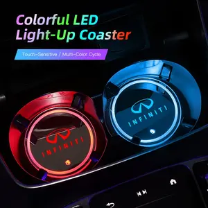 2pcs Car Luminous Water Cup Pad LED Atmosphere Light For Infiniti QX50 QX60 Q70L QX70 QX55 Q50 FX35 Q30 G37 JX35 G35 Q60 QX80 QX30 ESQ G25 G37 FX37 FX50 EX35 EX25 EX37