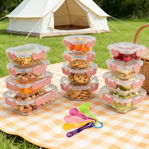 12pcs Glass Food Storage Containers with Leak-Proof Airtight Snap-Lock Lids Microwave Oven Freezer Dishwasher Safe Square Meal Prep Containers for Lunch Travel Reusable Kitchen Organizers Bento Box Salad Utensils Set Eco-Friendly Disposable Silicone