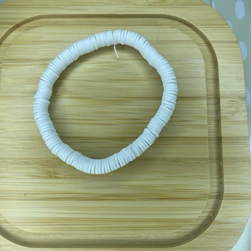 White Clay Beaded Bracelet - Smooth Finish, Simple Design, Ideal for Everyday Wear