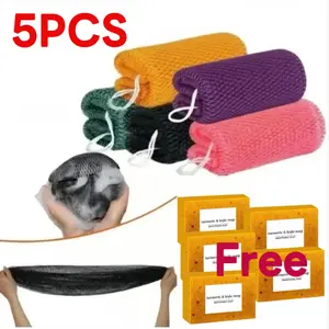 Authentic African Net Sponge with Knots, Sponge with Handle, Afro Scrub Net Bath Cloth for