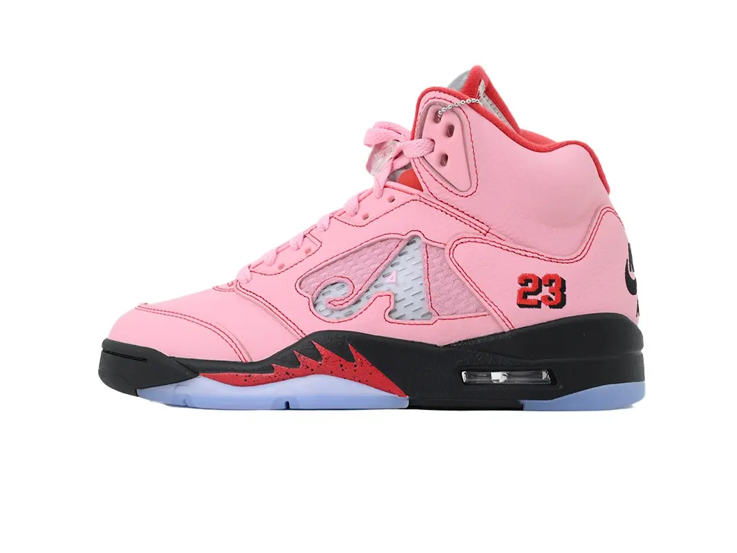 Soft Pink Grain Leather High Top Basketball Sneakers, Mesh Spliced Ice Blue Translucent Outsole, Number Print Accent Exposed Air Cushion Sweet Cool Retro Casual Athletic Shoes For Women