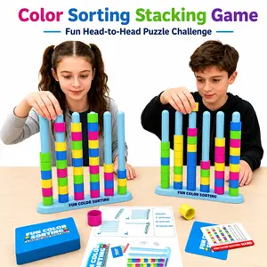 Color Sorting Stacking Game, Montessori Educational Toy for Kids, Matching Logic Board Game, Family Party Learning Toy