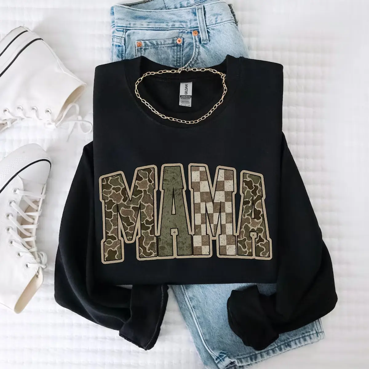 Women Cotton Soft Oversized Sweatshirt Crewneck Long Sleeve, Retro Hunting Camo Mama Sweatshirt, Deer Hunting Season Shirt, Vintage Duck Camo Sweater, Fall Camo Crewneck