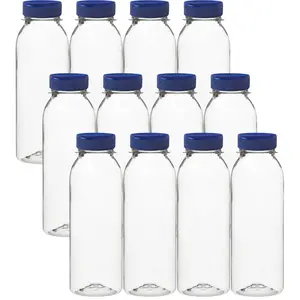 Clear Plastic Bottles 8oz PET Bottle with Flip-top Caps Made in USA - Pack of 12
