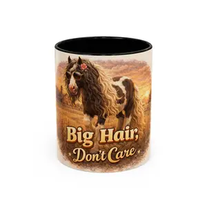 Big Hair Don't Care mug | Horse illustration, color interior