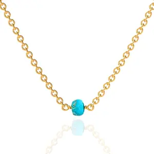 Premium Gold Bead Turquoise Necklace - Tarnish Free 18K Vermeil S925 for Women