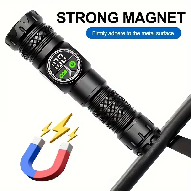 VASTFIRE Rechargeable Adjustable Tactical Flashlight - 20W High Power Zoomable Magnetic Model, Dual Power Supply (18650/AAA), 9 Modes with Flashlight SOS Alarm, COB Red, USB-C Charging for Outdoor Camping & Emergencies, Adjustable Tactical Flashlights