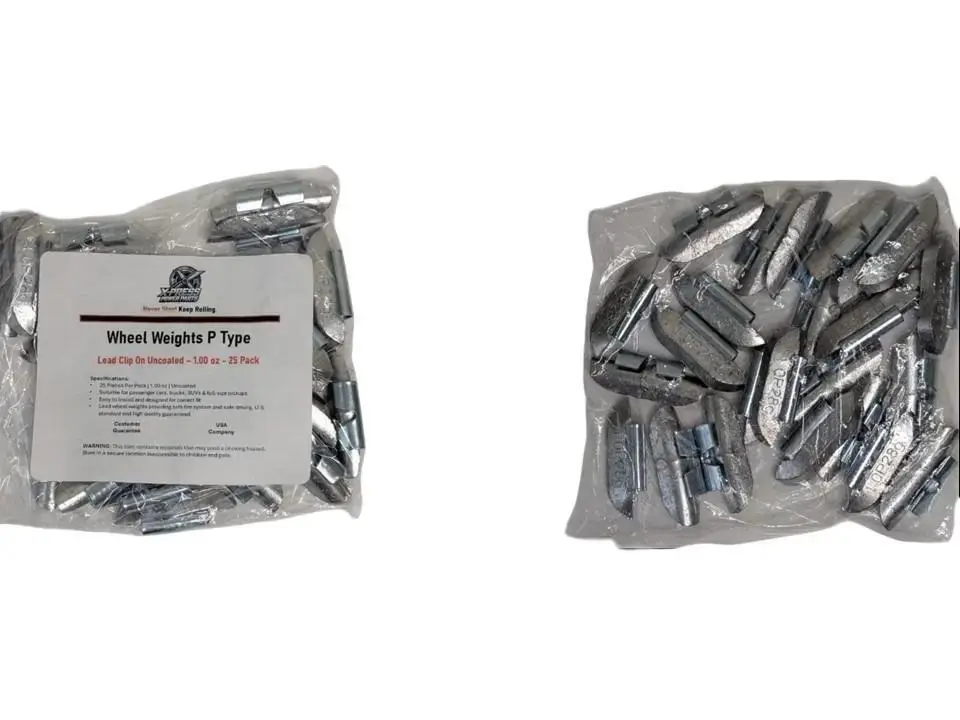 Tire Wheel Balancing Weights P Type REG Type Uncoated Lead Clip On 0.25 - 0.75 oz 50 PCS per Box Precision Balancing Easy Handling
