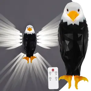 2-in-1 Magnetic Geometric Eagle Wall Night Light with Remote, USB-C Rechargeable Battery Operated No-Drill Hanging Wall Decor, White Wing Glow Decorative Lamp for Bedroom Living Room Hallway Teen Room Gift