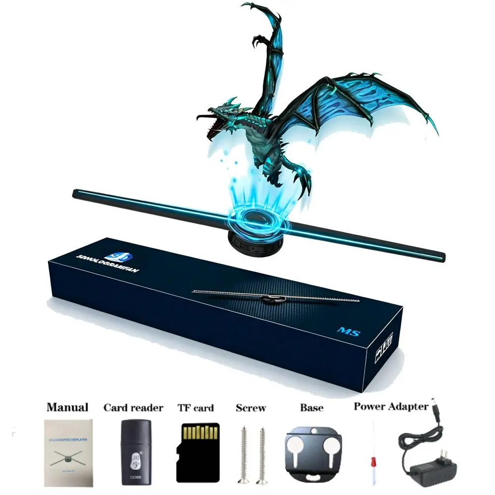 16.5-Inch HD 3D Hologram Fan Projector, ABS+PC Durable Housing, Remote & Android App Custom Editing, Ideal Digital Signage for Stores and Restaurants