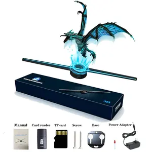 3D Holographic Fan 16.5in, WiFi/APP/Remote Control, 224 LED Beads, 2000x224 Resolution, Perfect for Store Signs, Bar, Party