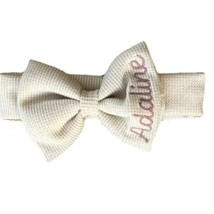 Personalized Bow Headband - Coffee