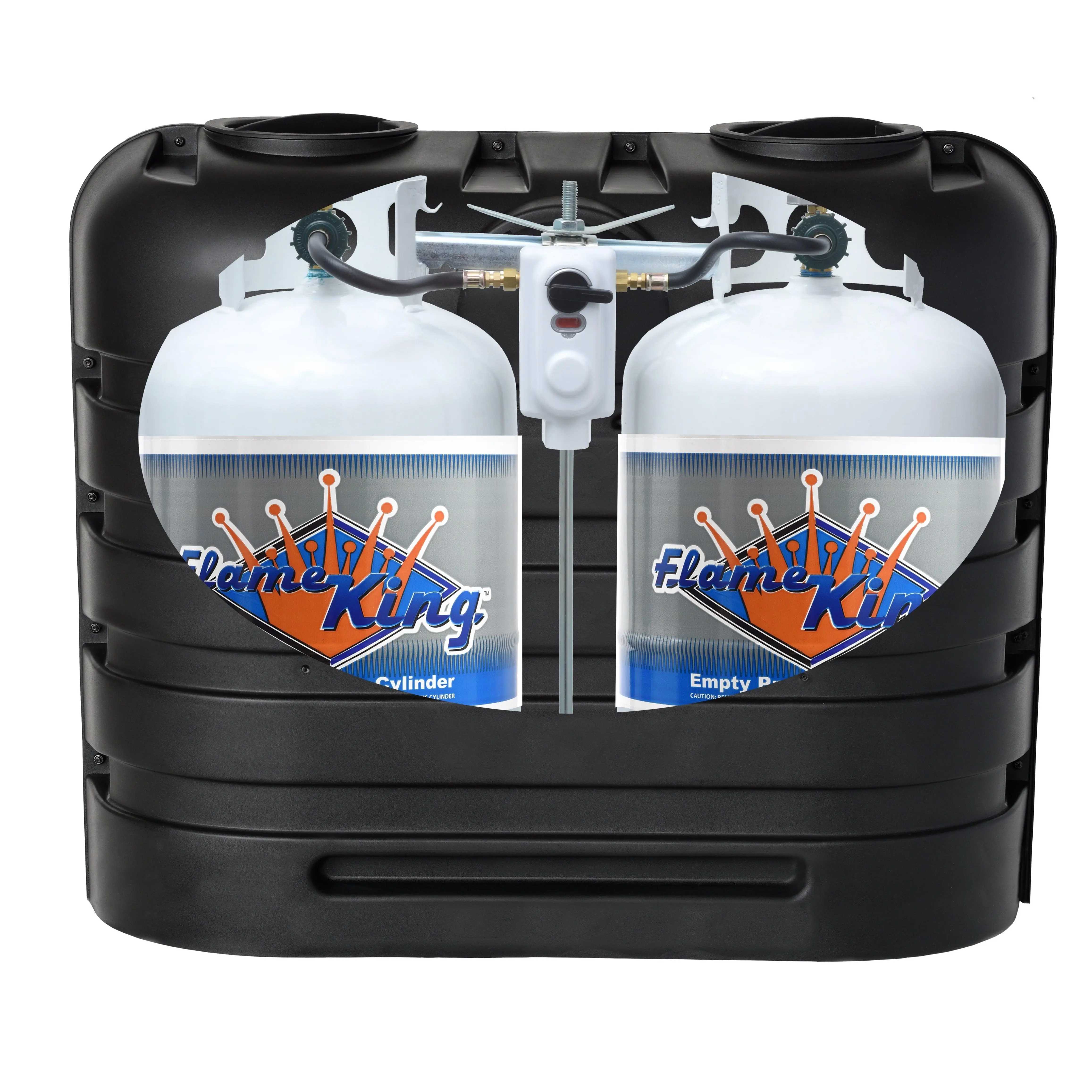 Flame King Bundle 30lb Mounting Parts + 2 Stage Auto Propane Gas Regulator + Two 30lb Propane Tanks + Heavy Duty Cover