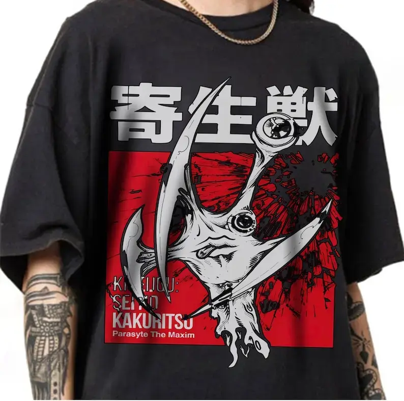 Parasyte The Maxim Anime T-Shirt, Gift for Him, Manga Anime Shirt, Graphic Tee, Migi Japanese Tee, Special T-shirt, Aesthetic Menswear Top S 4XL 5XL Tshirt