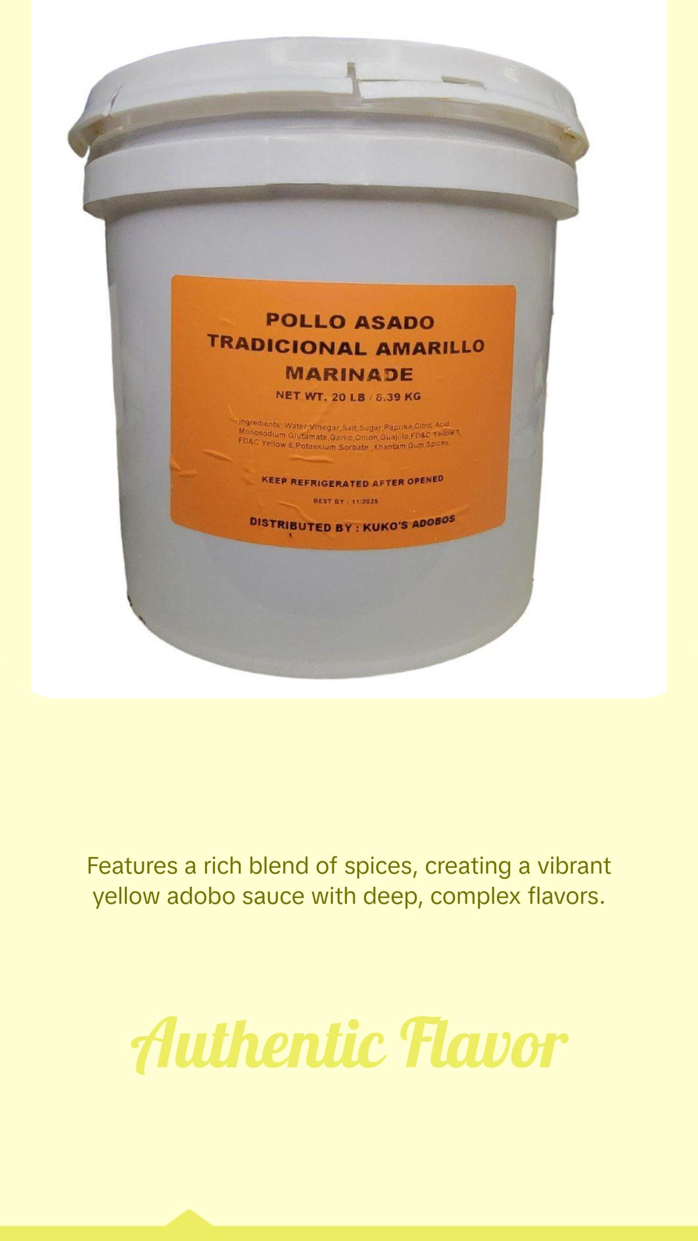 Pollo Asado Amarillo Yellow Chicken Extra Adobo Sauce 20 lbs. - TikTok Shop