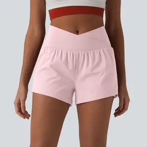 Halara SoftlyZero™ Airy Crossover High Waisted 2-in-1 Cool Touch Yoga Shorts 3'' with Pockets
