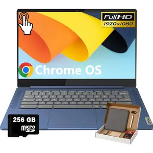 Lenovo IdeaPad Slim 3 Chromebook - 14'' Touchscreen Full HD Display • MediaTek Kompanio 520 CPU • 4GB RAM • 64GB eMMC & 256GB Micro SD Card • Wi-Fi 6 • for Business Student • Chrome OS • Blue