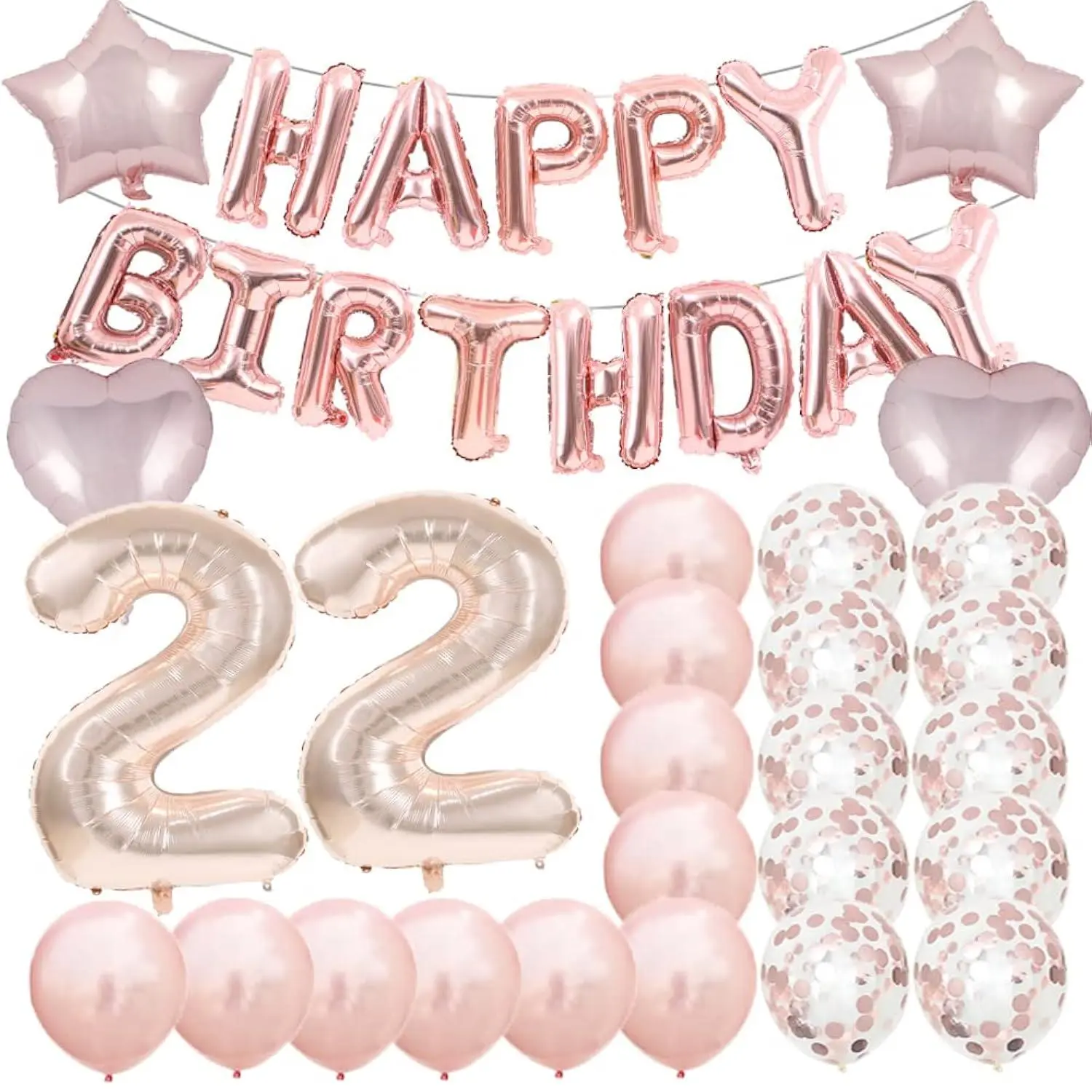 Sweet 22Th Birthday Decorations Party Supplies,Rose Gold Number 22 Balloons,22Th Foil Mylar Balloons Latex Balloon Decoration,Great 22Th Birthday Gifts For Girls,Women,Men,Photo Props