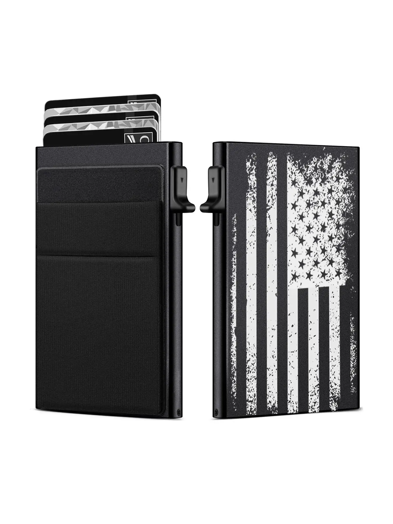 Men's Aluminum Alloy Rfid Theft Proof Secure Card Storage Side Push Card Holder, Metal Bank Card Wallet, Perfect Gift for Independence Day, Stylish and Practical
