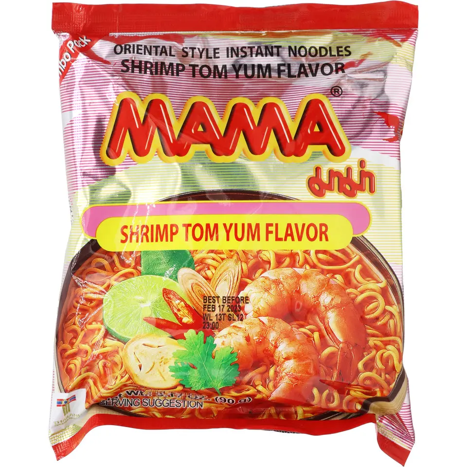 Mama Chili Flavor Savory Instant Noodle Meal, Packaged Soup with Real Shrimp, Fish Sauce Base, Ambient Ready-to-Eat Asian Instant Pantry Food