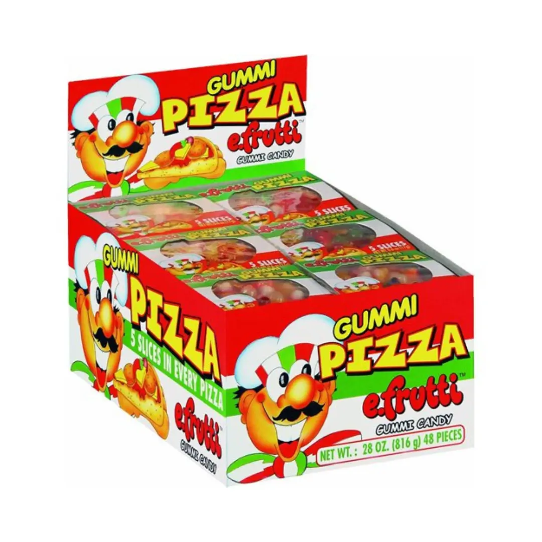 eFrutti Gummi Pizza Candy - 48-Count Mini Gummy Pizzas, Assorted Fruity Flavors, Chewy Snack Treat