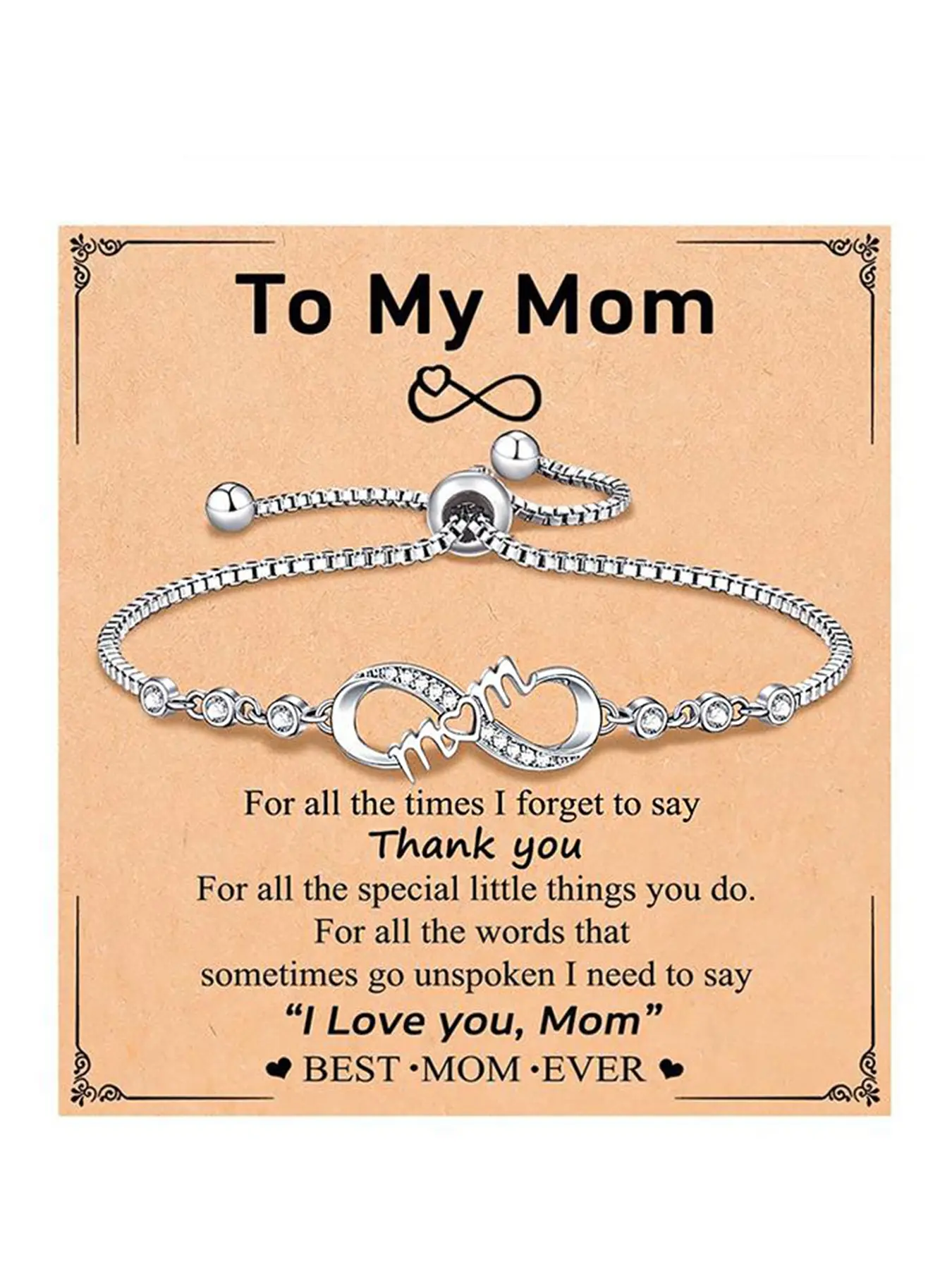 Mother's Day gift, a necklace set, adjustable infinity bracelet, Adjustable link bracelet suitable for women. Give to daughter, mom; school season or Teacher's Day gift, Jewelry Gifts