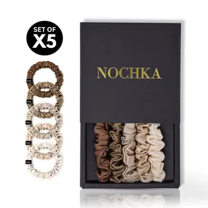 Wheat Shades Ultra-Skinny Silk Scrunchies (Set of 5)