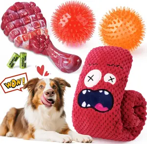 Long-Lasting Heavy   Toys for Aggressive Chewers  6 Pack Tough  Toys Include Indestructible  , Interactive Tug Toys & Squeaky Balls, Ideal for Medium & Large Breeds Dogs