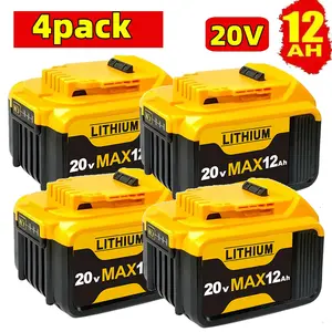 12.0Ah 4-piece pack -2-piece pack -1-piecepack suitable for Dewalt 20VlithiumbatteryMaXXR wirelesspower too!battery replacement