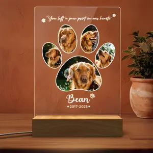 Personalized Pet Memorial Night Light, Light Up Pet Loss Frame, Pet Photo Light, Pet Memorial Gift, Dog Sympathy Gift, Gift for Pet Loss, Keepsake for Deceased dDg
