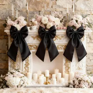 22×11 Inch Big Black Bows Decoration for Crib Christmas Tree Topper Bachelorette Coquette Baby Bridal Shower Wedding Xmas Valentine's Day Car Decor 3 Pack