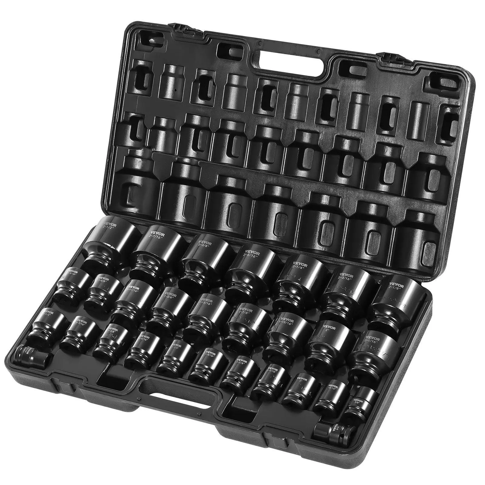 【fathersdaygift】VEVOR Impact Socket Set 3/4 Inches 29 Piece Impact Sockets CR-M0 with Storage Cage SAE 3/4 inch to 2-1/2 inch Drive Socket Set