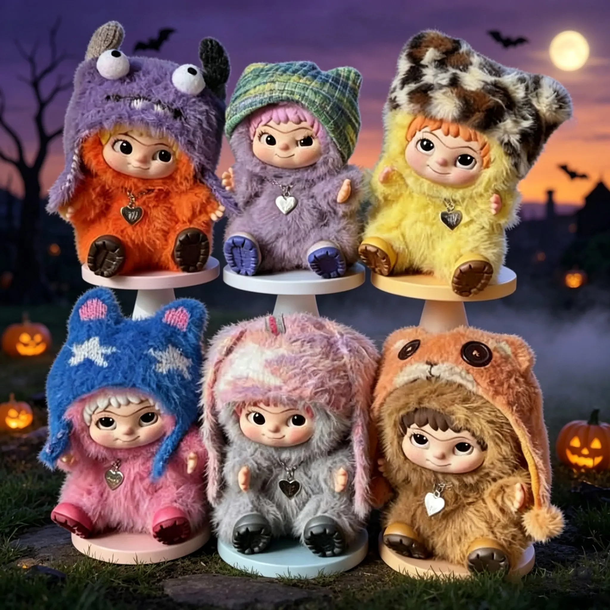 【Halloween gift】 Wakuku 16cm Halloween Fuzzy Party-Series Plush Doll Pendant, Mystery Surprise Toy for Holiday Collectors