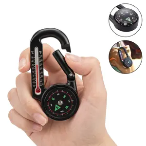 Trail Compass for Hiking, Backpacking, Camping, and Orienteering – Mini Carabiner Compass Thermometer with Clip-On Keychain, Gift for Men, Hikers & Campers – Cool EDC Gadget for Backpacks – Fun Camping Accessory for Him