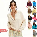 UANEO Womens Long Sleeve Kinitting Sweater Tops Half Button Sweaters Henley Neckline Casual Lightweight Solid Pullover Knitting