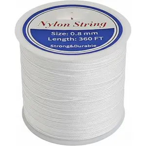 0.8mm Nylon Cord for Bracelet Making,  Non-Stretch Craft String for Braiding, Colorfast Nylon Braided Thread for DIY Bracelets, Macrame, Keychains, Dream Catchers (White)