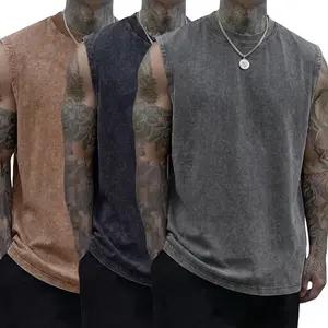 Men’s 3-Pack Summer New Arrival 230 g Pure Cotton Heavyweight Vintage Undershirts/Tank Tops, Soft Skin-Friendly Fabric, Unisex, Machine Washable, Full Cotton, Loose Retro Fit, Suitable for Sports & Fitness, Outdoor Cycling, Street Basketball