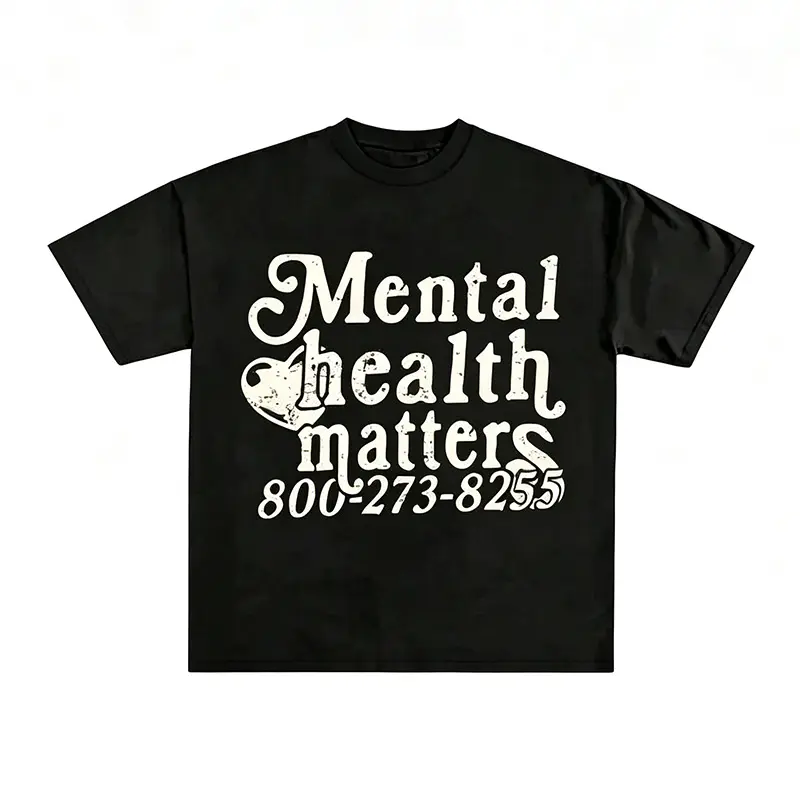 Unisex "Mental Health Matters" T-Shirt Vintage Distressed Design Mental Health Crisis Hotline 800-273-8255 Graphic Tee Casual Oversized Crew Neck Top Retro Streetwear For Mental Health Advocates & Self Care Lovers........