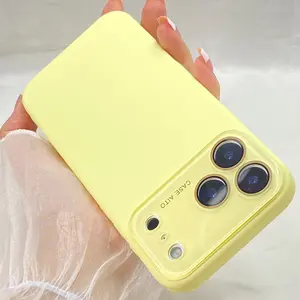 Designed for iPhone 17 16 15 14 13 12 Pro Max 17 Air Case,Premium Silicone Satin-Smooth Touch,Full Camera Protection,Glass Large Window,Slim Shockproof Anti-Scratch Microfiber Lining Phone Cover