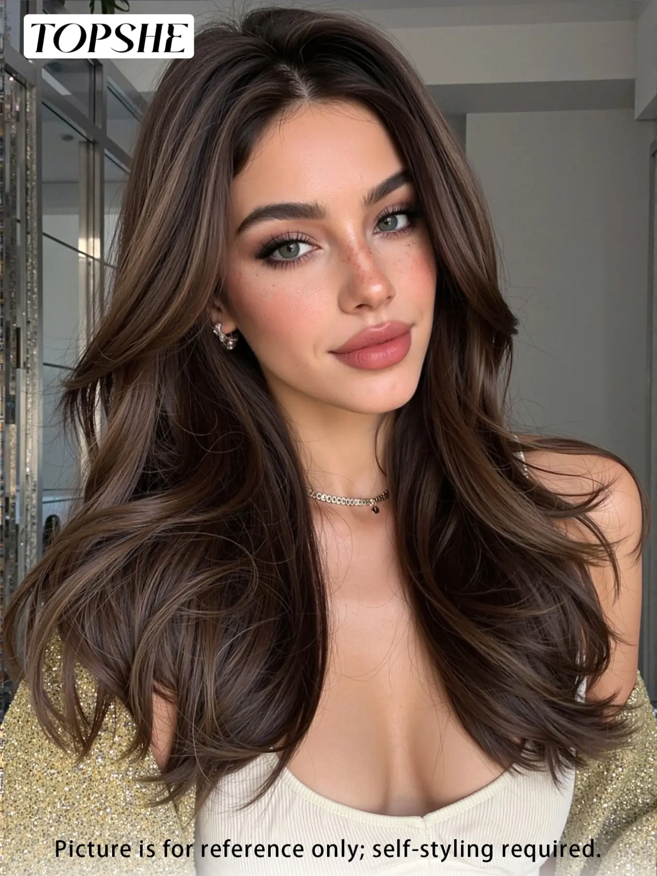 Topshe 13*6 Lace Front Wig in Caramel Color, Long Wavy Hair, Everyday Fashion for All Seasons, Perfect for Parties or Casual Wear, Lace Closure Wig