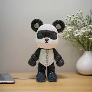 DIY Rhinestone Bear Craft Kit 8.6" - Stress Relief Bling Desk Decor for Adults & Teens, Sparkly Home Office Room Aesthetic, Creative Gift Idea