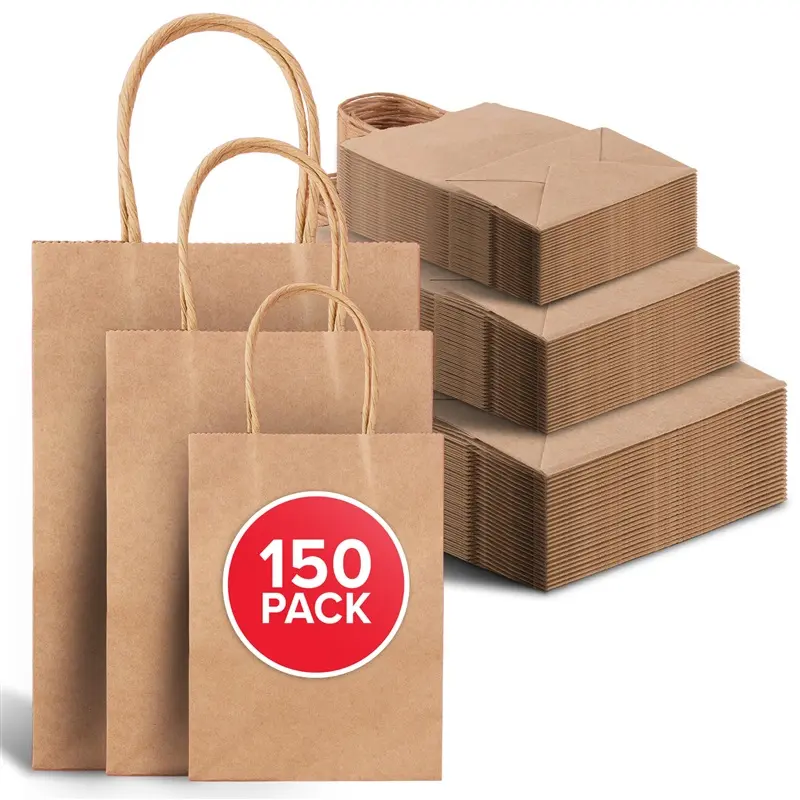 Stock Your Home Brown Paper Bags with Handles Stock Your Home Brown Paper Bags with Handles