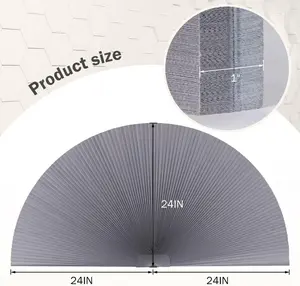 2 Packs Arch Window Shades Half Circle Round Blackout Pleated Blinds (Radius: 24") Dual Color Semicircular Cellular Curtains, Easy Cut and Instal