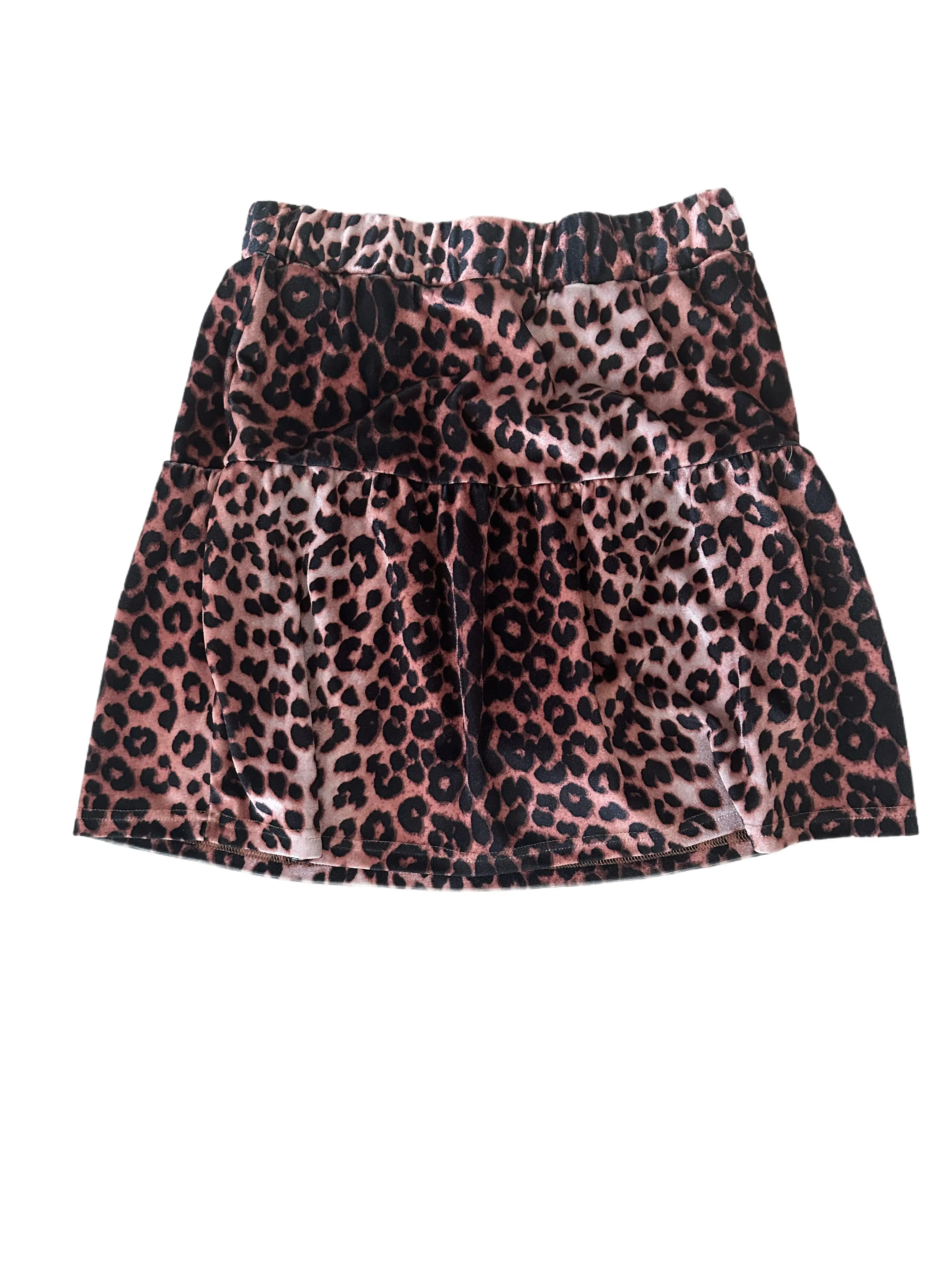 Brown Leopard Tiered Patchwork Hot Mini Skirt
