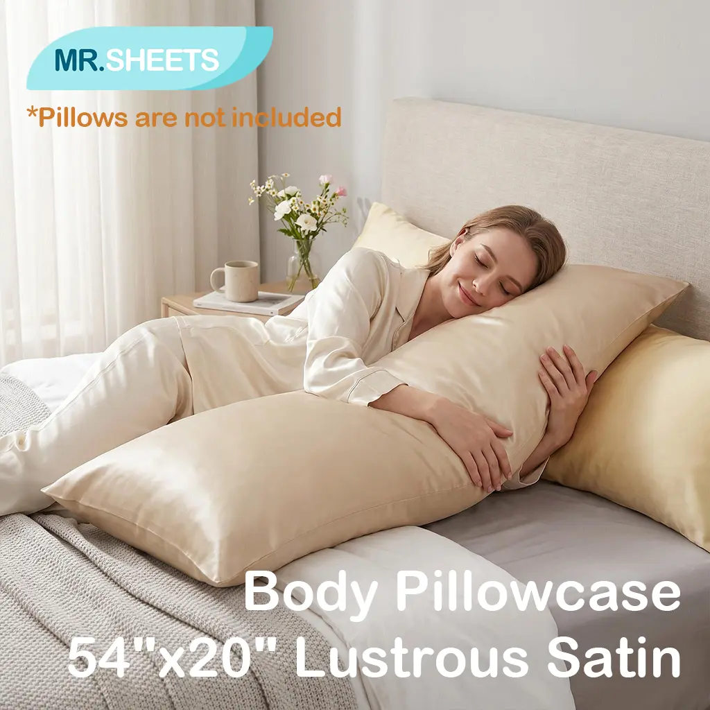 NTBAY Satin Body Pillowcase - 20x54 in Wrinkle Resistant Cooling Bedding, Secure Envelope Fit, Moisture-Locking for Hair & Skin Night Routine, Helps Blowout Last Days Skin Stay Moist, All Seasons