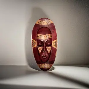 Red-Faced Wooden African Mask
