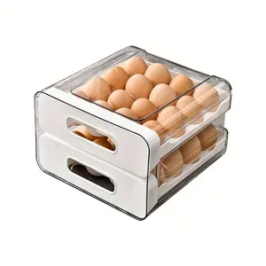 Large Capacity Refrigerator Egg Rack, 32 Eggs Fresh Storage Box, Transparent Plastic Tray, Stackable Fridge Organizer, Space Saving, Durable, Easy Clean