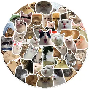 Funny Cat Emoticon Sticker, 50pcs/set Cute Waterproof Decals for Phone Cases, Laptops, Water Bottles, Suitcases, Skateboards, DIY Decorations, Ornaments